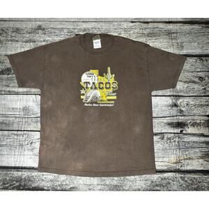 Vintage Tijuana Tom's Texas Taco T Shirt Mens Size XL Brown